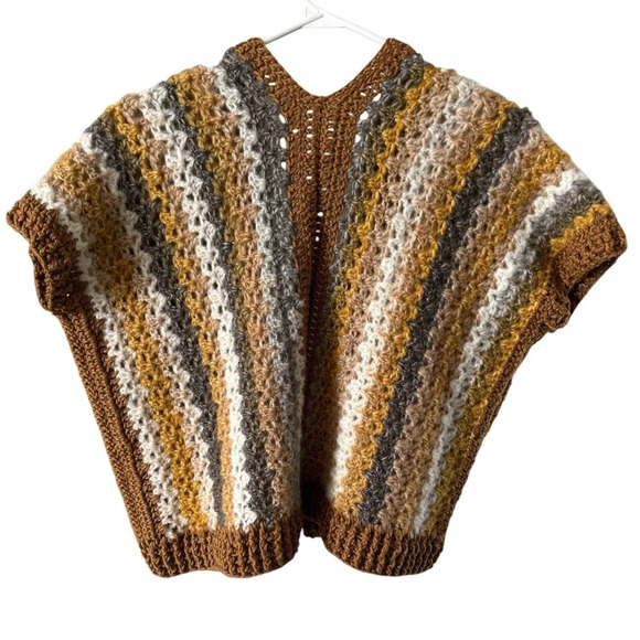 Vintage Sweater Vest Women's Size OS Brown White Gray Boho Hippie Festival Cozy - Picture 2 of 8